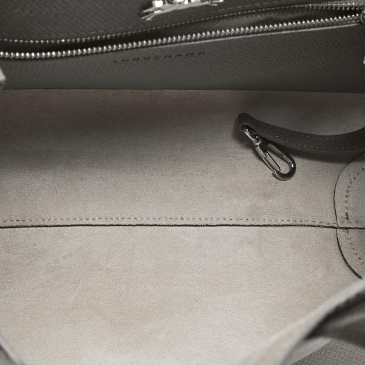 Pre Owned Longchamp Grey Leather Roseau Tote