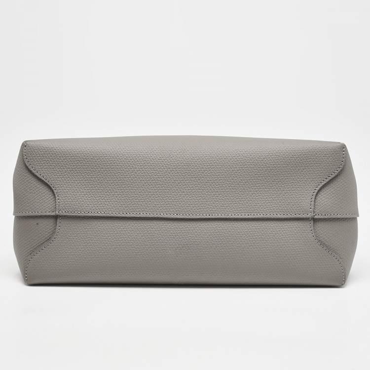 Pre Owned Longchamp Grey Leather Roseau Tote