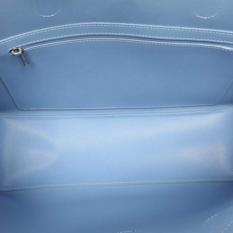 Pre Owned Longchamp Navy Blue Leather Roseau Tote