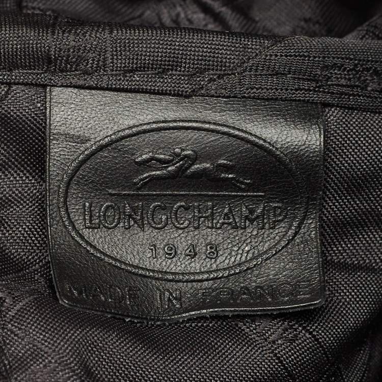 Pre Owned Longchamp Black Leather Multiple Pocket Satchel