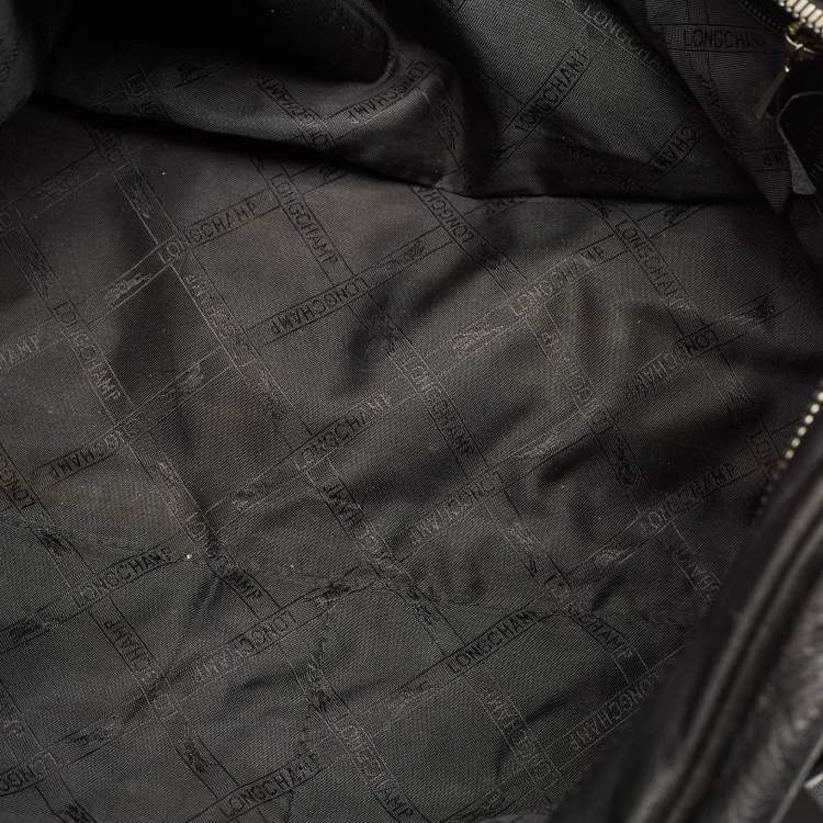 Pre Owned Longchamp Black Leather Multiple Pocket Satchel
