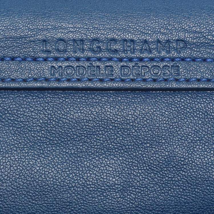 Pre Owned Longchamp Blue Leather Le Pliage Tote