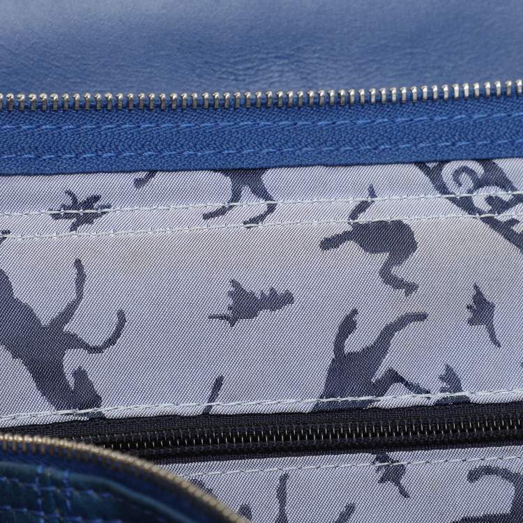 Pre Owned Longchamp Blue Leather Le Pliage Tote
