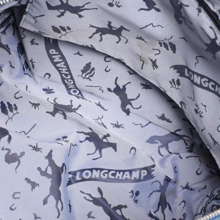 Pre Owned Longchamp Blue Leather Le Pliage Tote