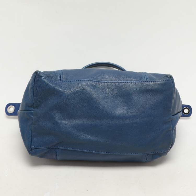 Pre Owned Longchamp Blue Leather Le Pliage Tote