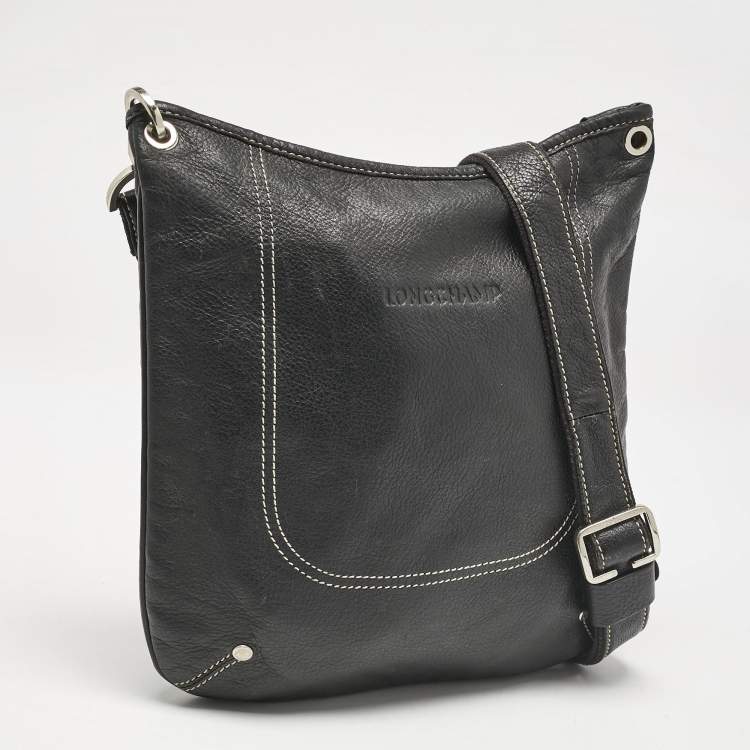 Pre Owned Longchamp Black Leather Crossbody Bag