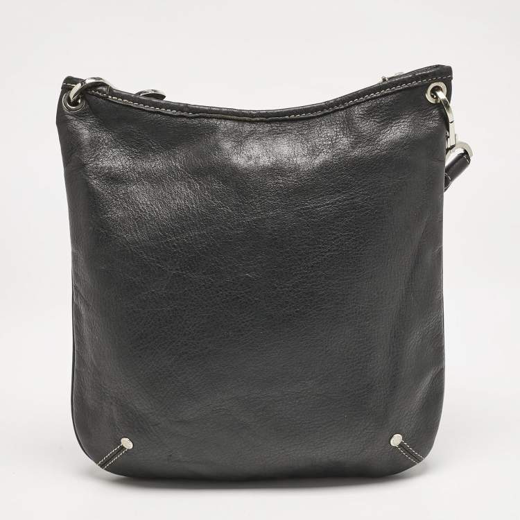 Pre Owned Longchamp Black Leather Crossbody Bag