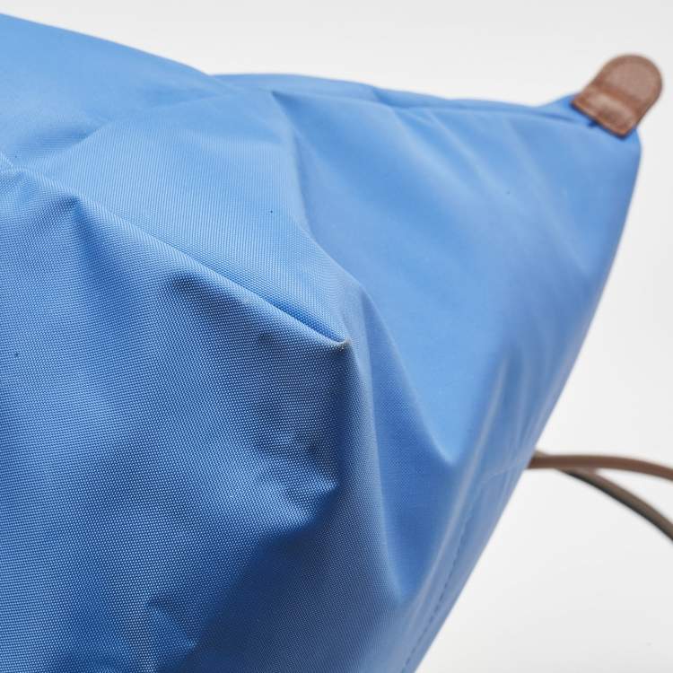 Pre Owned Longchamp Blue/Brown Nylon Large Le Pliage Tote