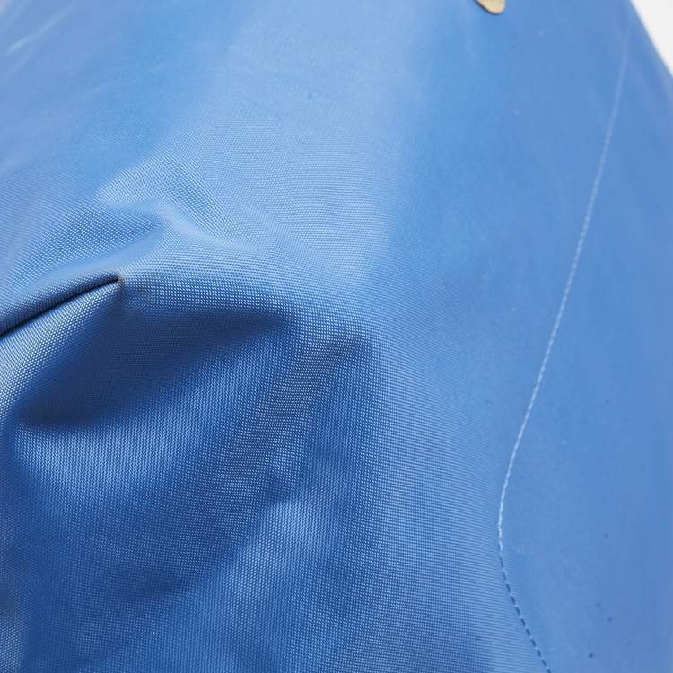 Pre Owned Longchamp Blue/Brown Nylon Large Le Pliage Tote