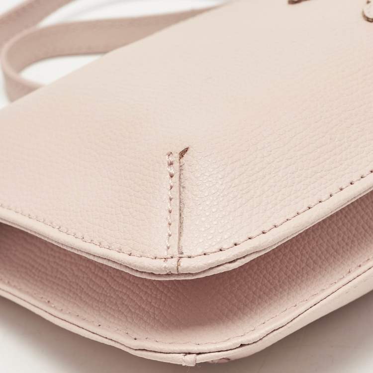 Pre Owned Longchamp Pink Leather Double Zip Crossbody Bag