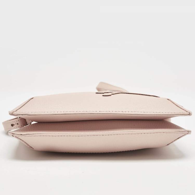 Pre Owned Longchamp Pink Leather Double Zip Crossbody Bag