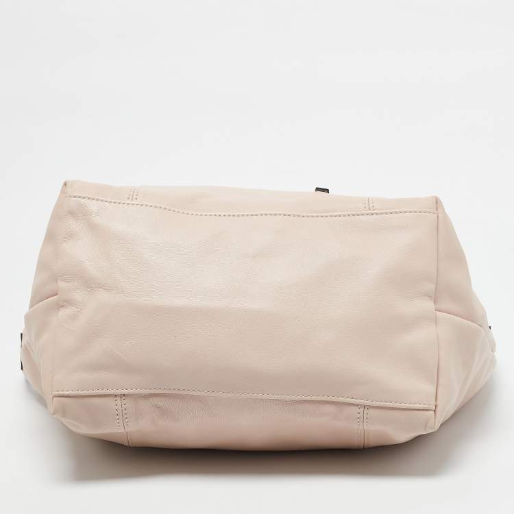 Pre Owned Longchamp Pink Leather Patch Le Pliage Tote