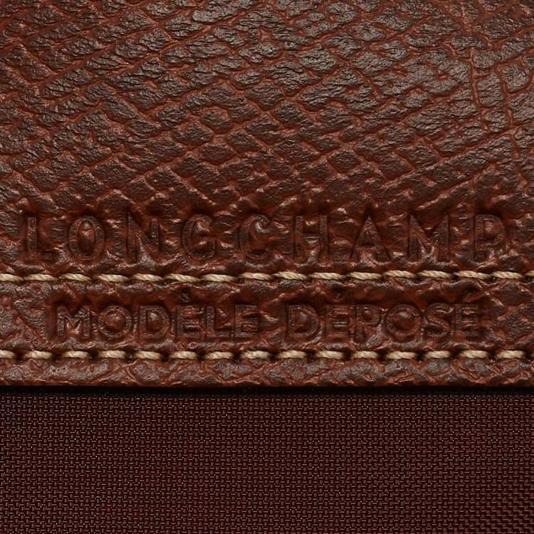 Pre Owned Longchamp Burgundy Leather and Nylon Le Pliage Pouch