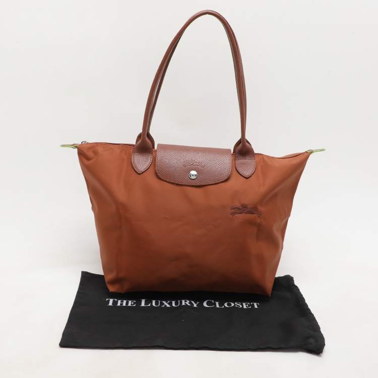 Pre Owned Longchamp Brown Nylon Le Pliage M Tote