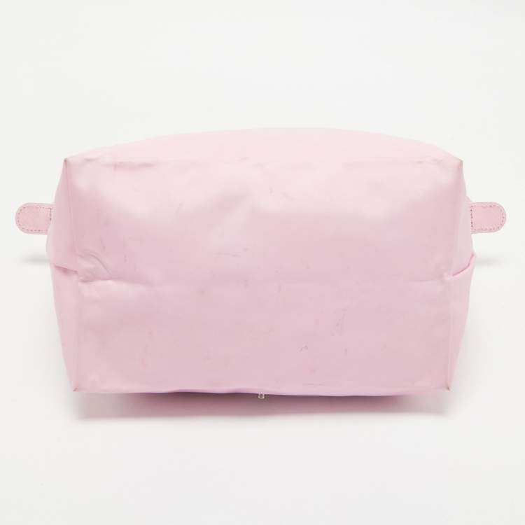 Pre Owned Longchamp Pink Canvas and Leather Small Le Pliage Tote