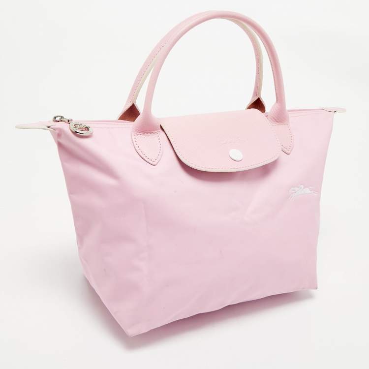 Pre Owned Longchamp Pink Canvas and Leather Small Le Pliage Tote