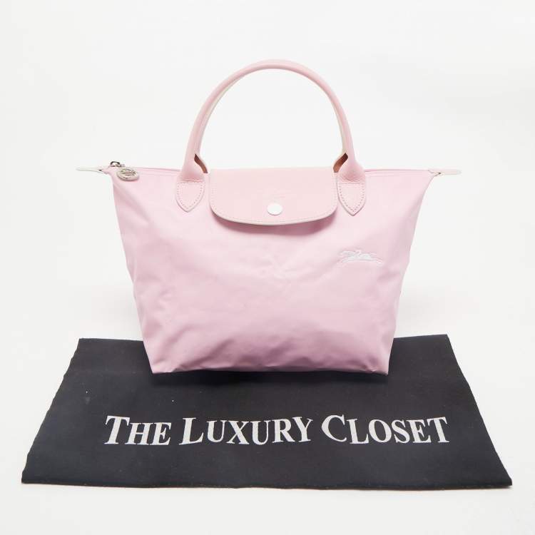 Pre Owned Longchamp Pink Canvas and Leather Small Le Pliage Tote