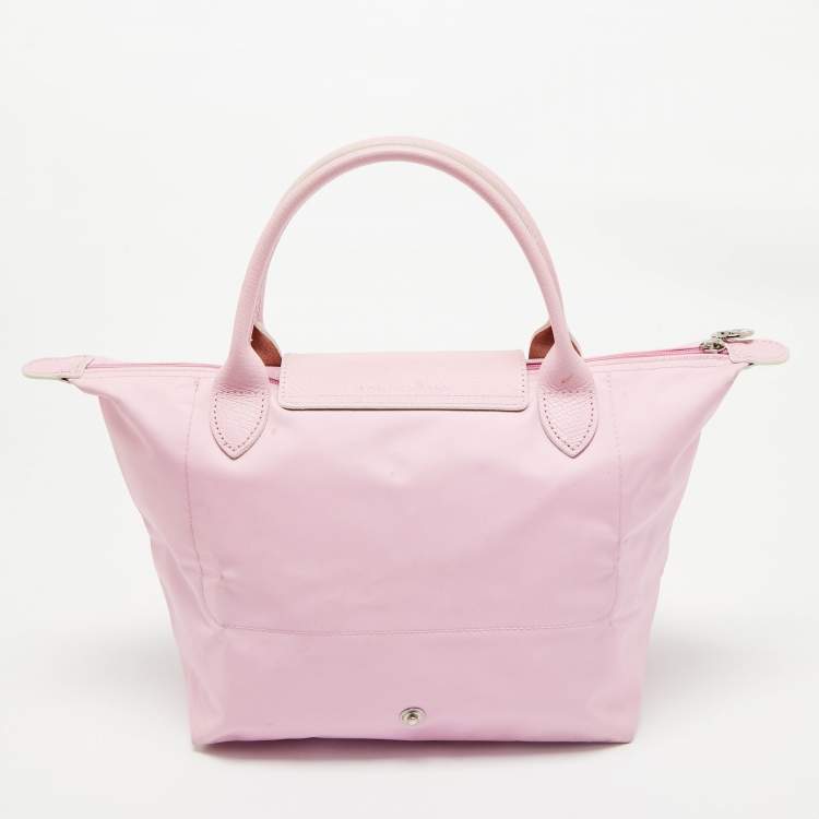 Pre Owned Longchamp Pink Canvas and Leather Small Le Pliage Tote