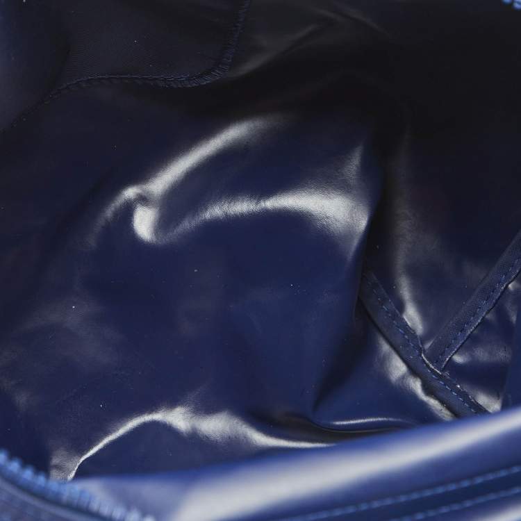 Pre Owned Longchamp Navy Blue Leather Le Pliage Tote
