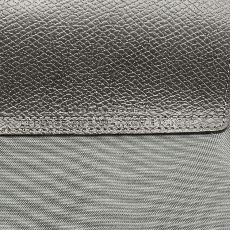 Pre Owned Longchamp Grey Nylon Small Short Le Pliage Tote