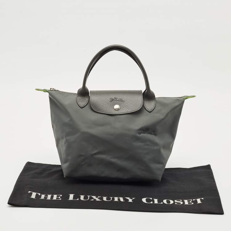 Pre Owned Longchamp Grey Nylon Small Short Le Pliage Tote