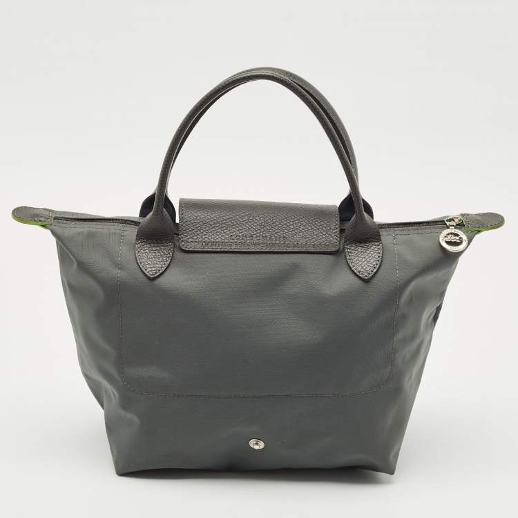 Pre Owned Longchamp Grey Nylon Small Short Le Pliage Tote