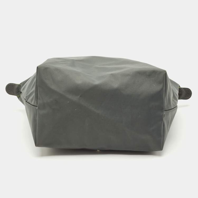 Pre Owned Longchamp Grey Nylon Small Short Le Pliage Tote