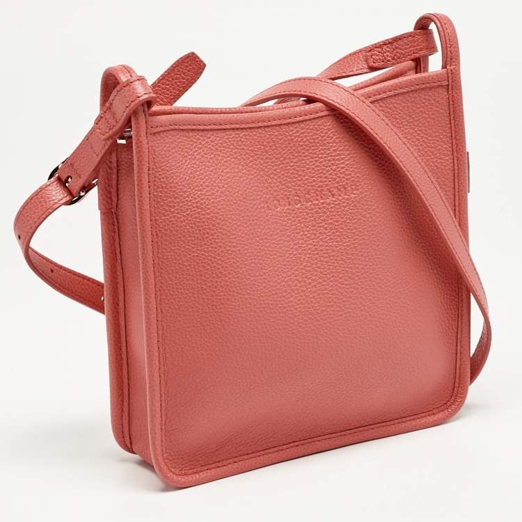 Pre Owned Longchamp Orange Leather Le Foulonné Crossbody Bag
