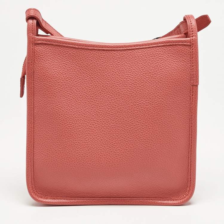 Pre Owned Longchamp Orange Leather Le Foulonné Crossbody Bag