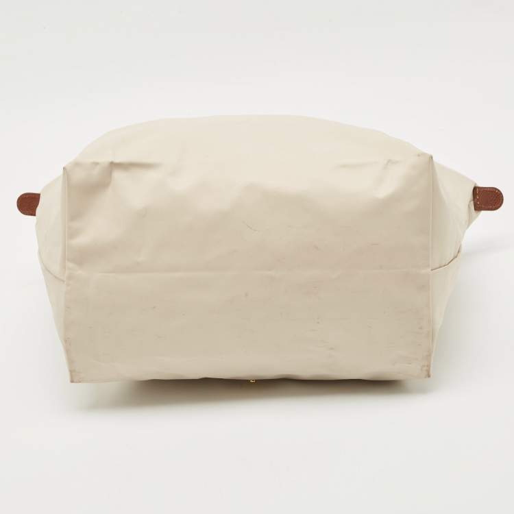 Pre Owned Longchamp Beige/Brown Nylon Large Le Pliage Tote