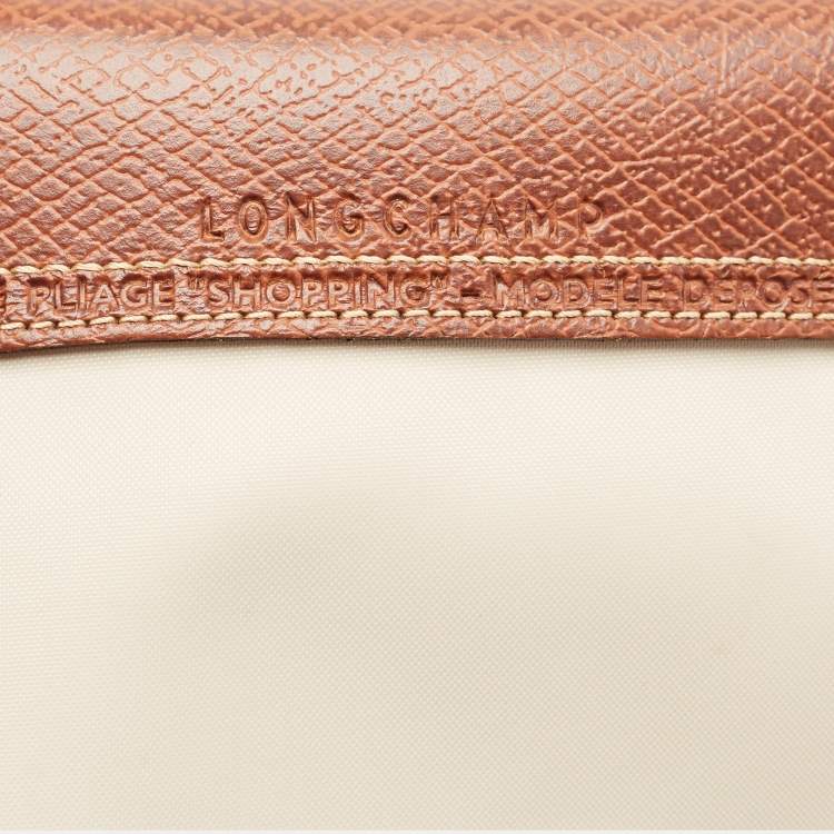 Pre Owned Longchamp Beige/Brown Nylon Large Le Pliage Tote