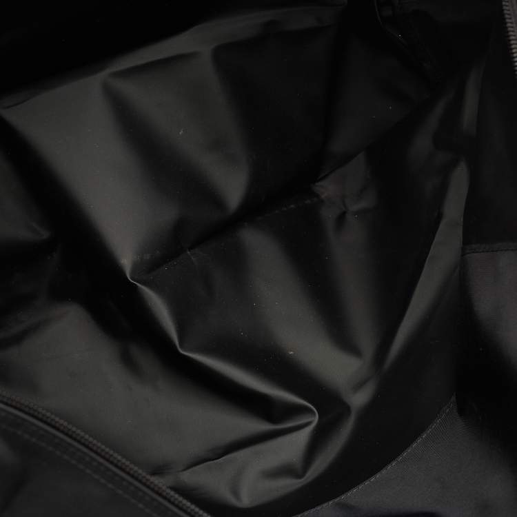 Pre Owned Longchamp Black/Brown Nylon and Leather Large Le Pliage Travel Bag