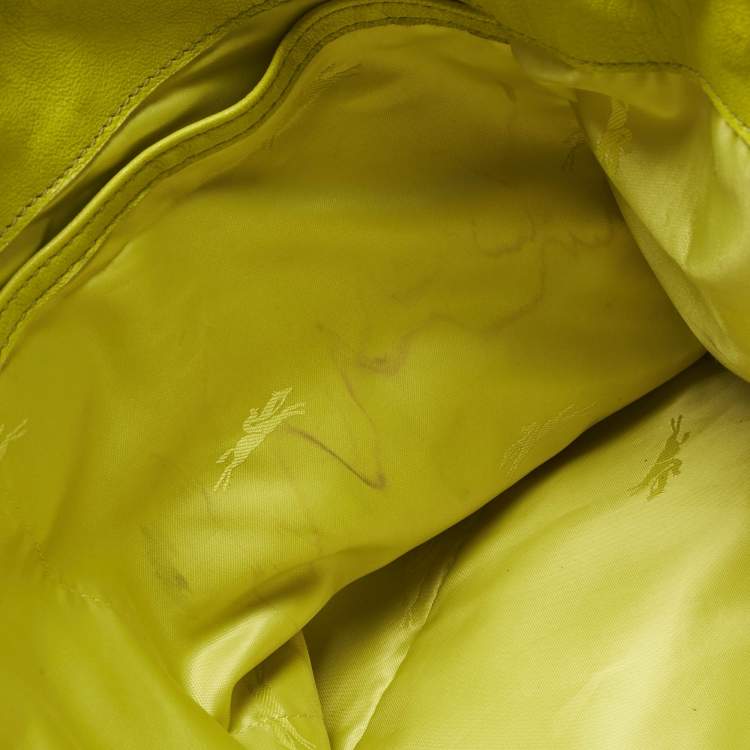 Pre Owned Longchamp Yellow Leather Large 3D Tote