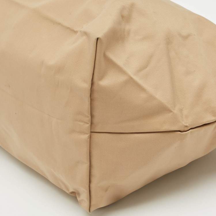 Pre Owned Longchamp Beige/Brown Nylon Le Pliage M Tote
