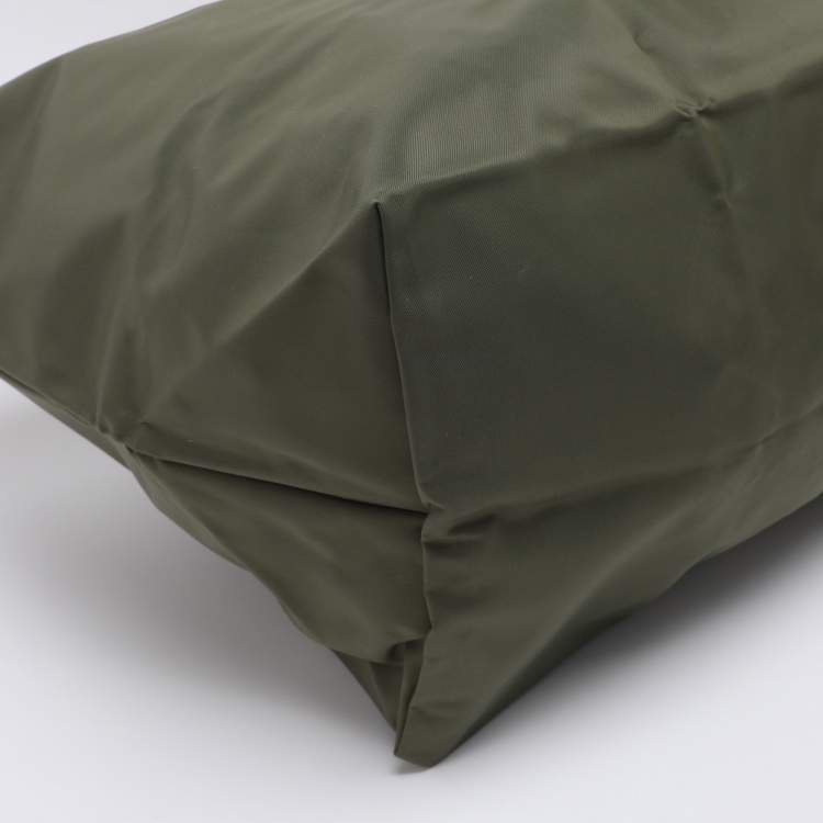 Pre Owned Longchamp Green Nylon and Leather Large Le Pliage Travel Bag