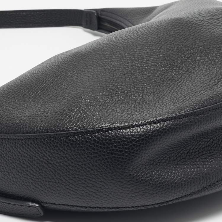 Pre Owned Longchamp Black Leather Le Roseau Essential Hobo