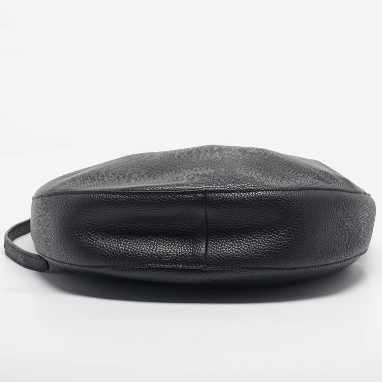 Pre Owned Longchamp Black Leather Le Roseau Essential Hobo