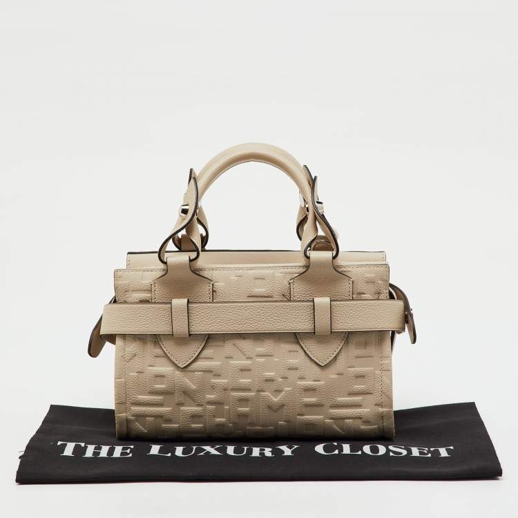 Pre Owned Longchamp Beige Embossed Leather Small La Voyageuse Tote