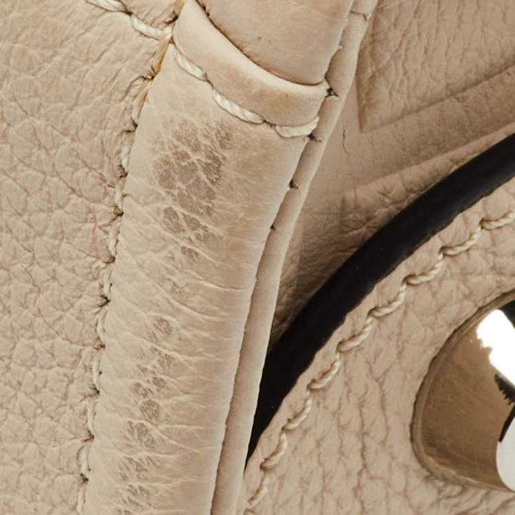Pre Owned Longchamp Beige Embossed Leather Small La Voyageuse Tote