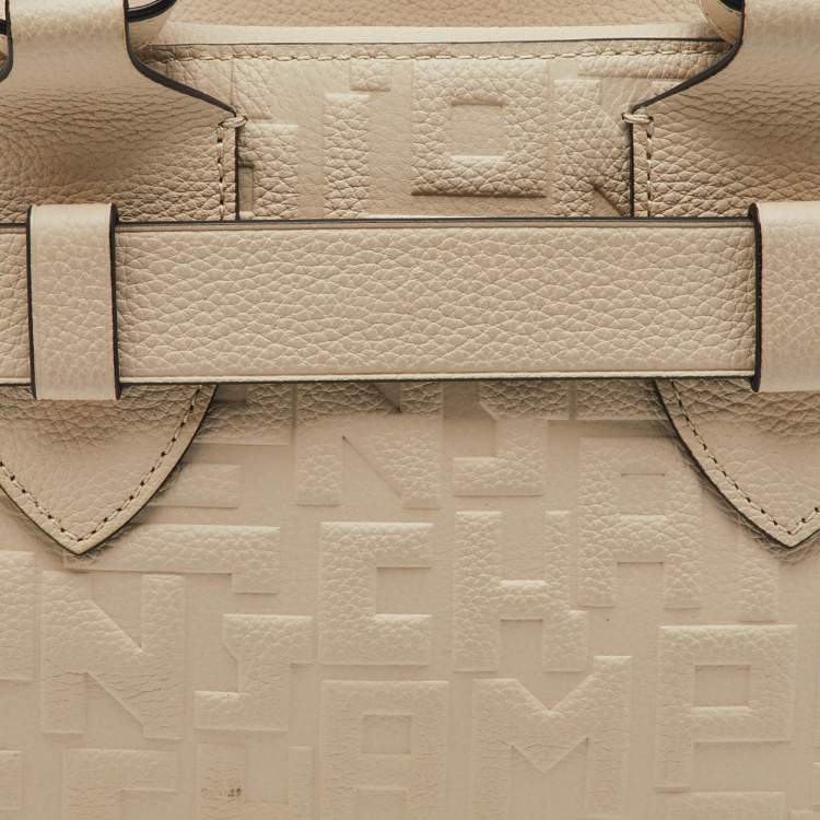 Pre Owned Longchamp Beige Embossed Leather Small La Voyageuse Tote