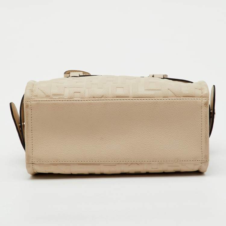 Pre Owned Longchamp Beige Embossed Leather Small La Voyageuse Tote