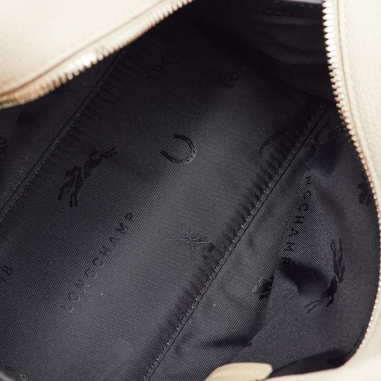 Pre Owned Longchamp Beige Embossed Leather Small La Voyageuse Tote