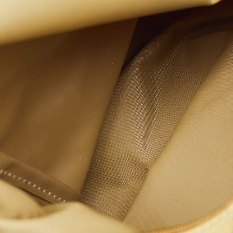 Pre Owned Longchamp Beige/Brown Nylon and Leather Le Pliage Backpack
