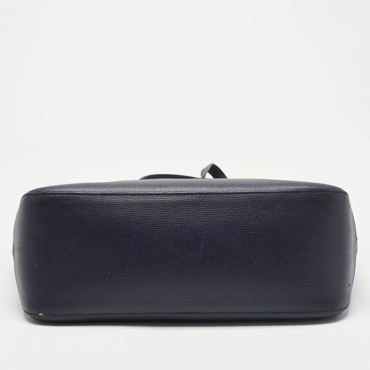 Pre Owned Longchamp Navy Blue Leather Shop it Shopper Tote