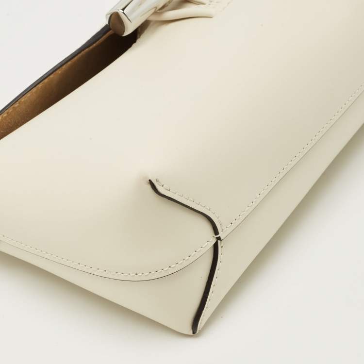 Pre Owned Longchamp Off White Leather Le Roseau Shoulder Bag