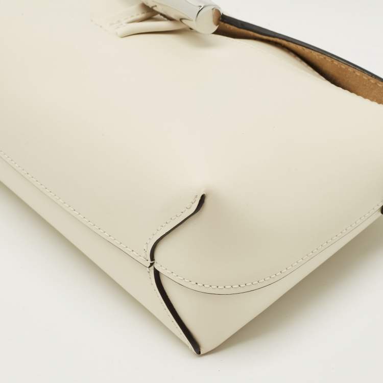 Pre Owned Longchamp Off White Leather Le Roseau Shoulder Bag
