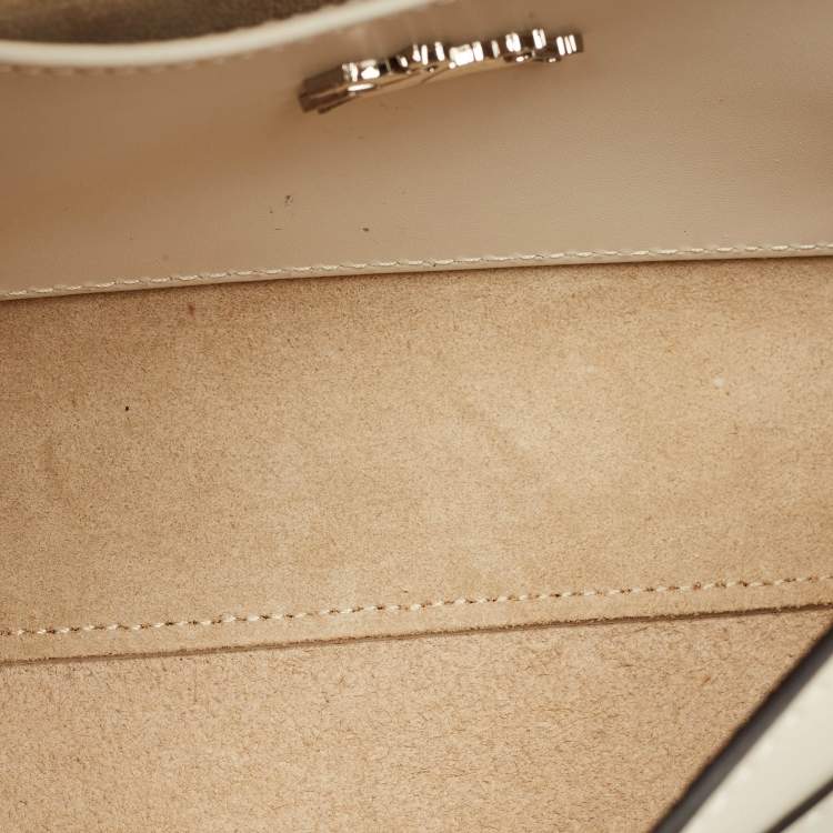 Pre Owned Longchamp Off White Leather Le Roseau Shoulder Bag