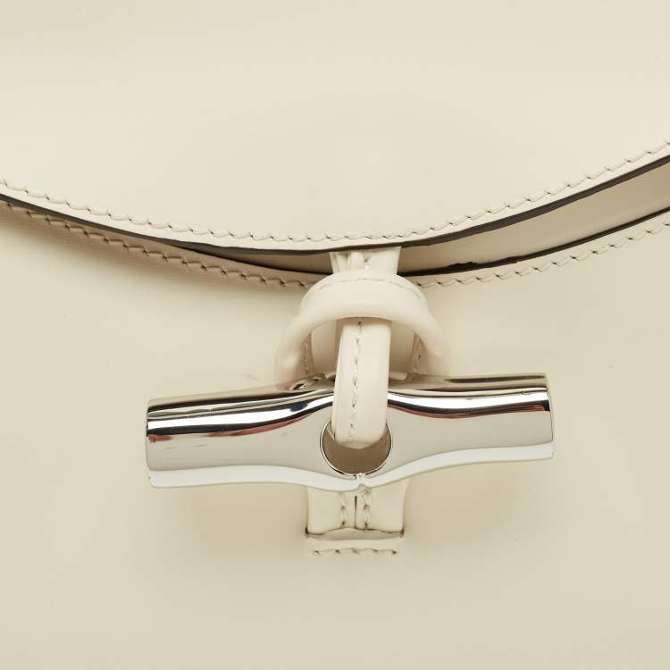 Pre Owned Longchamp Off White Leather Le Roseau Shoulder Bag