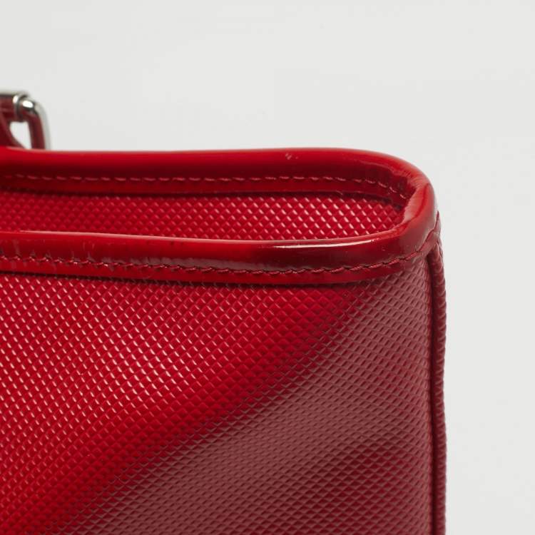 Pre Owned Longchamp Red Coated Canvas and Patent Leather Derby Verni Shopper Tote