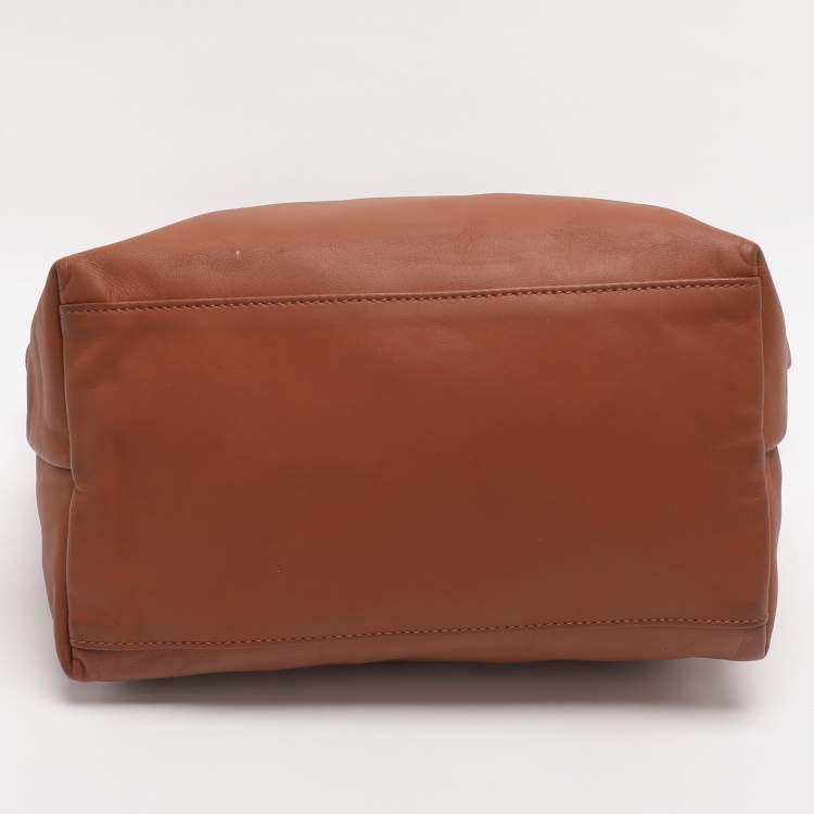 Pre Owned Longchamp Brown Leather Le Pliage Cuir Tote